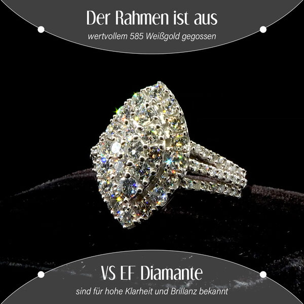 New York Kollektion - Weißer Diamant VS EF Ring in 585 Weißgold- 2 ct. image number 2