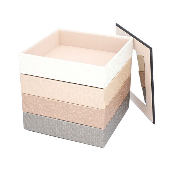 4-schichtiger Schmuck-Organizer mit großem Spiegel, 21.59x21.59x21.59 cm, nude image number 3