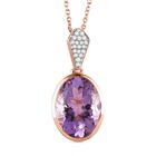 Rose De France Amethyst und wei&szlig;er Zirkon-Anh&auml;nger mit Kette, 925 Silber Ros&eacute;gold Vermeil ca. 11,87 ct