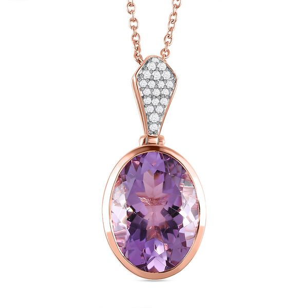 2er-Set, AA Rose De France Amethyst und Zirkon-Anh&auml;nger mit Kette - 11,87 ct. image number 0
