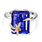 GP Trionfo Kollektion Tansanit-Farbe Quarz, Kanchanaburi Blauer Saphir Ring 925 Silber Rhodiniert und 750 Gelbgold Vermeil (Größe 21.00) ca. 12.49 ct