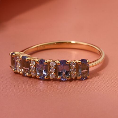 Tansanit, Moissanit Ring 925 Silber vergoldet (Größe 17.00) (10-15 Werktage Lieferzeit) ca. 1.25 ct image number 1