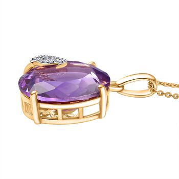 GP Trionfo Kollektion- AA Rose De France Amethyst, Zirkon und blauer Saphir Anh&auml;nger mit 50cm Kette- 20,27ct.