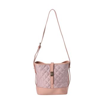 Gesteppte Karomuster-Stoff-Umh&auml;ngetasche, 22x11x24cm, rosa