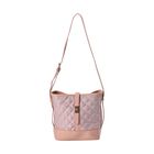 Gesteppte Karomuster-Stoff-Umhängetasche, 22x11x24cm, rosa