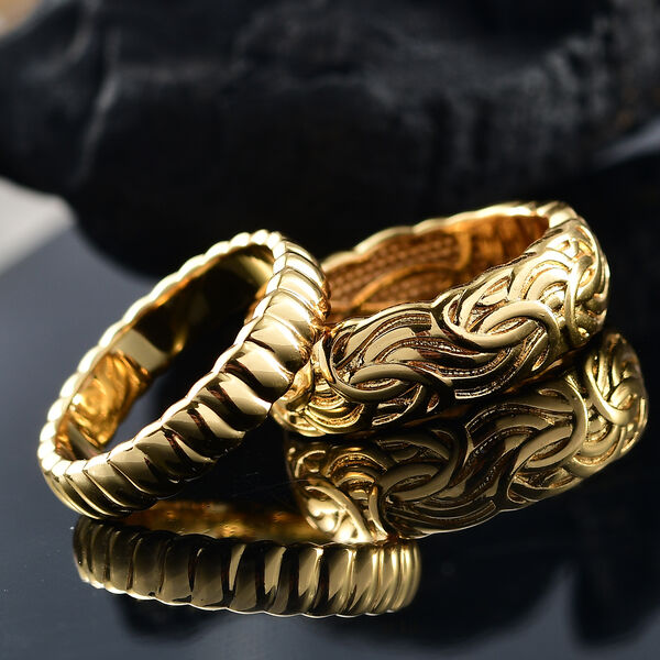 2er-Set Strukturierte Stacking-Bandringe image number 1