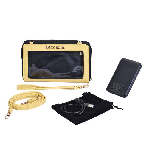 2er Set - Crossbody Tasche und Powerbank mit 4000mAh, Gelb image number 0