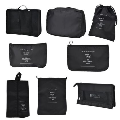 8-teiliges Oxford-Aufbewahrungs-Set, L, M, S Netzbeutel, Flachbeutel, Schuhbeutel, Bindebeutel, Unterw&auml;sche- und Kosmetikbeutel