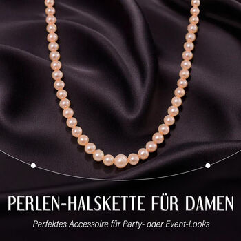 Edison Perle 50cm Halskette, 925 Silber vergoldet