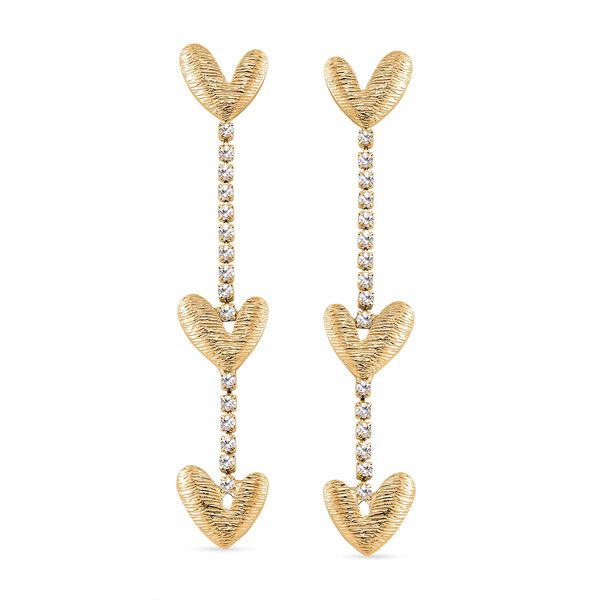 Herzf&ouml;rmige Kristall-Ohrh&auml;nger in Goldton