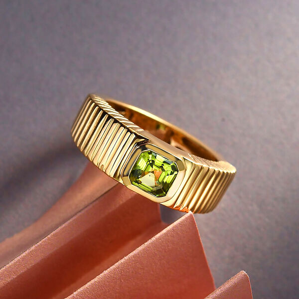Natürlicher Peridot Ring 925 Silber vergoldet  ca. 0,68 ct image number 2