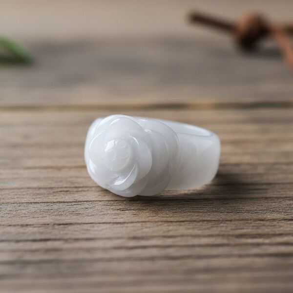 EXTREM SELTEN Nat&uuml;rliche Wei&szlig;e Jade Ring (Gr&ouml;&szlig;e 18.00) ca. 45.00 ct image number 2