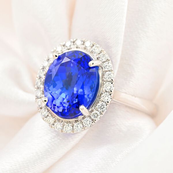 Rhapsody AAAA Tansanit, Weißer Diamant Ring 950 Platin (Größe 17.00) ca. 2,72 ct image number 1