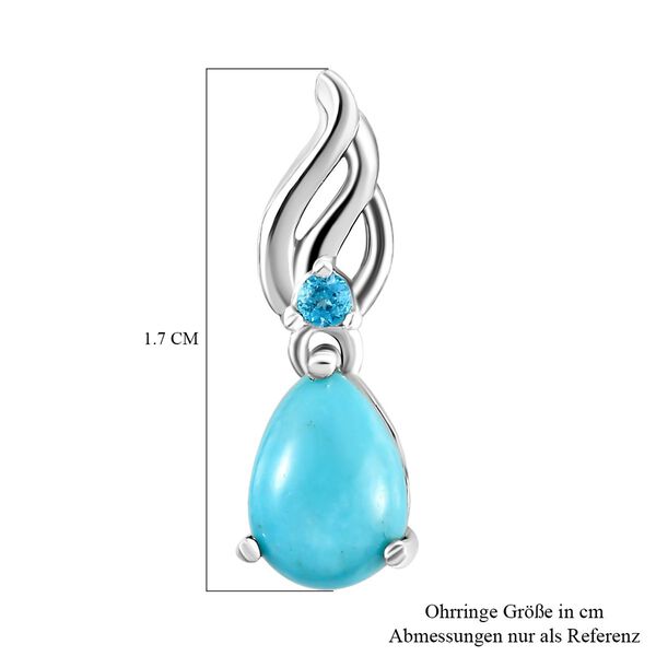 Amerikanische, natürliche Sleeping Beauty Türkis und Neon Apatit-Ohrhänger in Silber image number 6