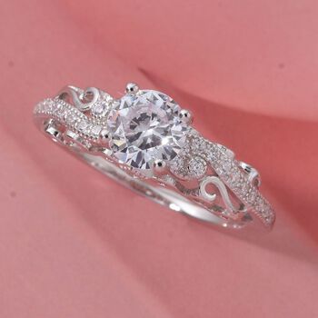 LUSTRO STELLA - Wei&szlig;er Zirkonia Ring 925 Silber rhodiniert (Gr&ouml;&szlig;e 19.00)