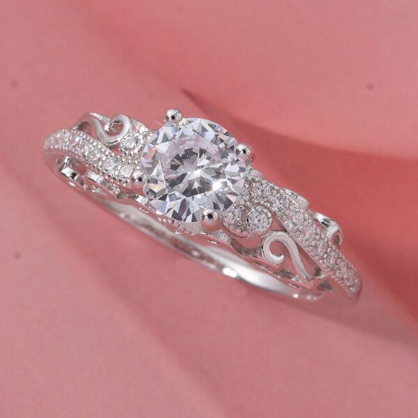 LUSTRO STELLA - Wei&szlig;er Zirkonia Ring 925 Silber rhodiniert (Gr&ouml;&szlig;e 19.00) image number 1