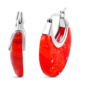 Rote Huggie-Ohrringe im Murano-Stil