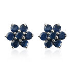 Blauer Saphir Ohrringe 925 Silber platiniert ca. 1,34 ct
