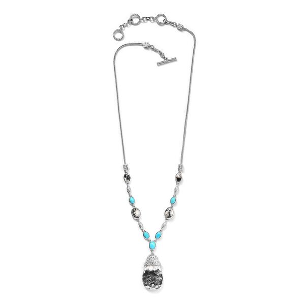 Wei&szlig;e B&uuml;ffel und nat&uuml;rliche Sleeping Beauty T&uuml;rkis-Halskette, 45 cm - 33,93 ct. image number 4