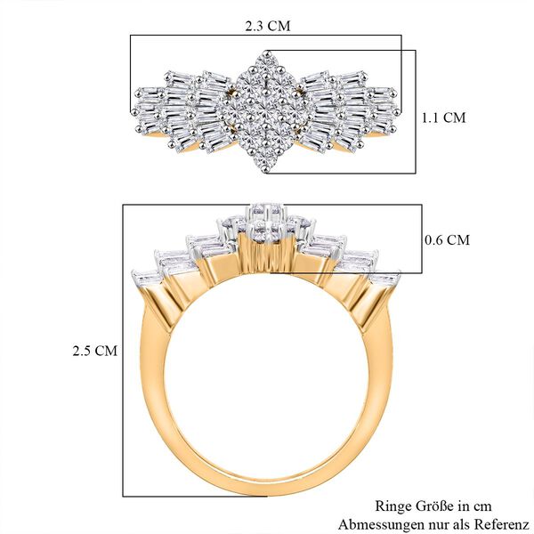 LUXURIANT 1 ct. VS-EF Labor Diamant Ballerina Ring, 925 Silber Gelbgold Vermeil image number 6
