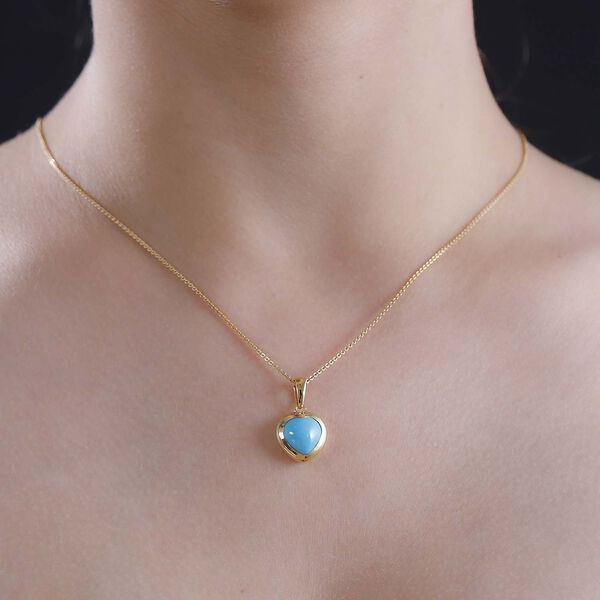 EINAMLIGES ANGEBOT - AA Amerikanischer natürlicher Sleeping Beauty Türkis Anhänger, 925 Silber 750 Gelbgold Vermeil ca. 3.04 ct image number 3