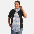 Baumwolle und Seide Unisex Schal, Streifenmuster, Größe 210x100 cm, Blau und Weiß image number 1