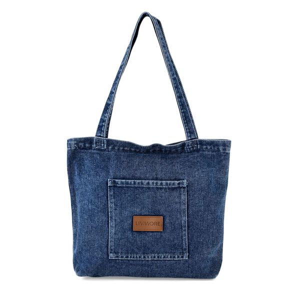 LIVMORE Shopper Tasche mit Rei&szlig;verschlussfach und Innenfach 42 x 34 x 8 cm Dunkelblau image number 5