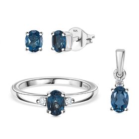 London Blautopas und Zirkon Schmuckset - 1,98 ct.
