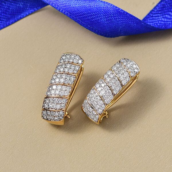 LUXURIANT SGL zertifizierte SI-GH Labor Diamant Ohrringe, 925 Silber 750 Gelbgold Vermeil - 2 ct. image number 2