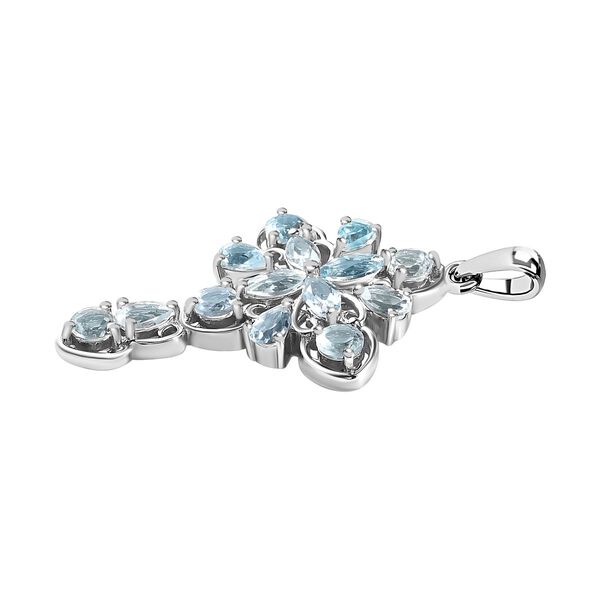 Himmelblauer Topas Kreuz Anh&auml;nger 925 Silber platiniert ca. 4.26 ct image number 4