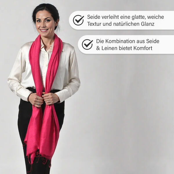 Schal aus Seide und Leinen, 70x200 cm, Rosa image number 3