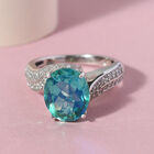 Pfau Triplett Quarz und Zirkon Ring 925 Silber platiniert  ca. 4,22 ct image number 1