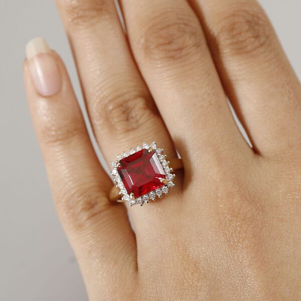 LUXURIANT DIAMOND- zertifiziert und gepr&uuml;ft AAA Labor Padparadscha Saphir und Labor Diamant Ring in 417 Gold - 5,93 ct. image number 2