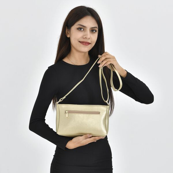 Schultertasche aus Kunstleder, Gold image number 3