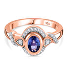 Tansanit und Zirkon-Ring, 925 Silber rosévergoldet (Größe 21.00) ca. 0,87 ct