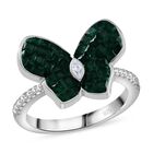 JCK Vegas Designer Schmuck Smaragd-Farbe Zirkonia, Weißer Zirkonia Ring 925 Silber rhodiniert (Größe 18.00)