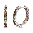 Mehrfarbige-Turmalin Ohrringe, 925 Silber platiniert, ca. 4.36 ct