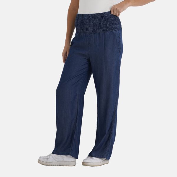 LA MAREY elastische weit geschnittene Denim-Hose, Dunkelblau image number 3