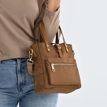 Nylon Crossbody Tasche, 22x23x9 cm, Gold