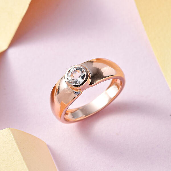 Morganit Ring, 925 Silber Ros&eacute;gold Vermeil, (Gr&ouml;&szlig;e 17.00), ca. 0.43 ct image number 1