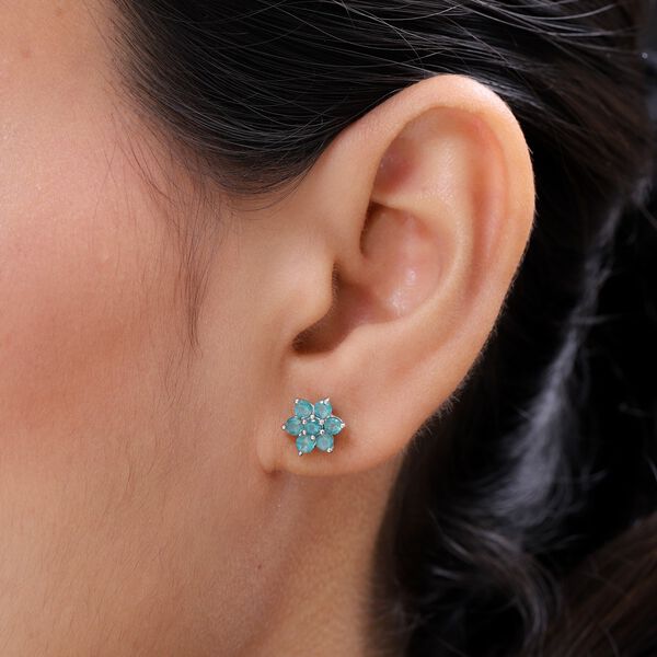 Blaugrüner Grandidierit Ohrstecker 925 Silber platiniert ca. 0,87 ct image number 3