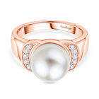EVER TRUE Süßwasser Perle (10.5-11 mm), Weißer Zirkon Ring Nickelfreies Messing (Größe 18.00)