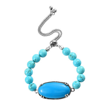 Flexibles, blaues Howlit Bolo-Armband, ca. 16-24, Edelstahl ca. 18,00 ct