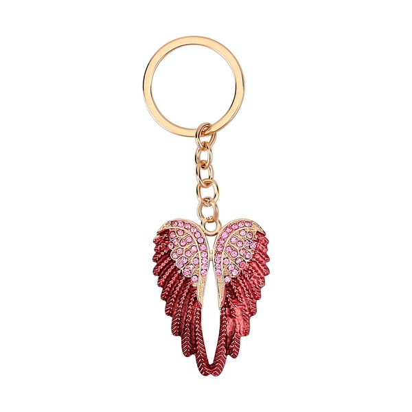 3er Set - Schl&uuml;sselanh&auml;ngern inklusive Muster (Gecko, Fl&uuml;gel und Herz), Rosa Kristall mit Gold image number 3