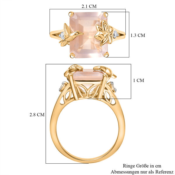 GP - Rosenquarz, Wei&szlig;er Zirkon Ring 925 Silber 750 Gelbgold Vermeil (Gr&ouml;&szlig;e 17.00) ca. 5,86 ct image number 8