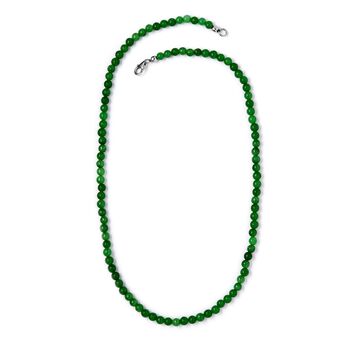 CLOSE OUT DEAL Gr&uuml;ne Jade Halskette, ca. 50 cm, 925 Silber rhodiniert ca. 110,00 ct
