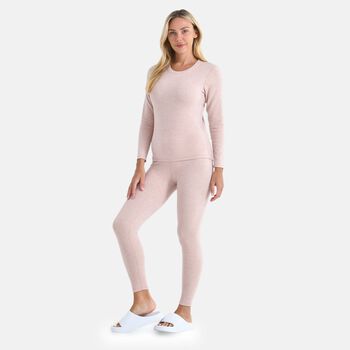 LA MAREY Signature - 2 teiliges Loungewear-Set mit 20% Seide und Kaschmir Proteinfaser eingereichert, Gr&ouml;&szlig;e L, Beige