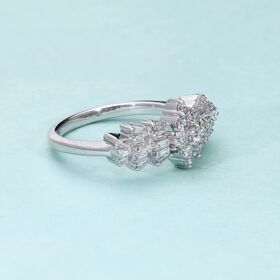 LUXURIANT 1 ct. VS-EF Labor Diamant Ballerina Ring, 925 Silber platiniert