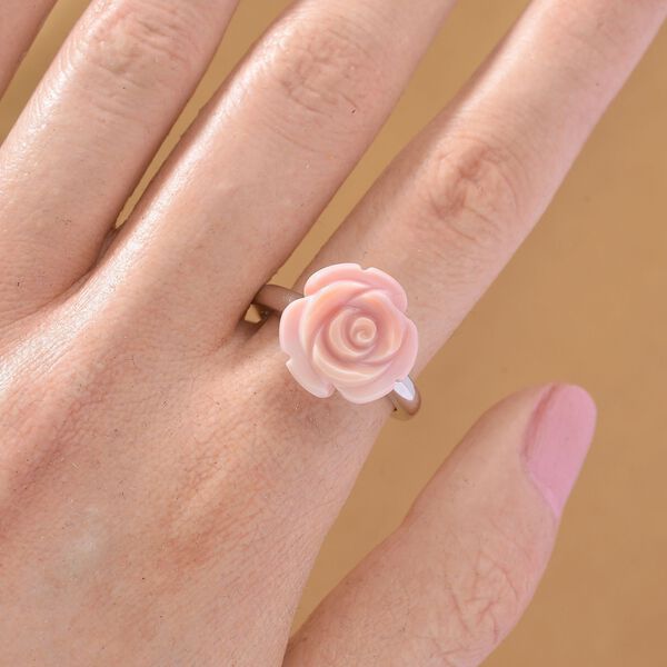 D'Joy Natürlicher Rosa Königsmuschel Perle (15x15 mm) Ring 925 Silber rhodiniert (Größe 18.00) ca. 5.50 ct image number 2