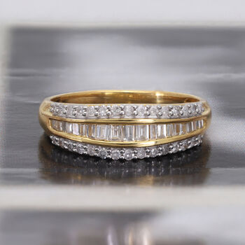 Diamant-Ring, 925 Silber Gelbgold Vermeil  ca. 0,50 ct